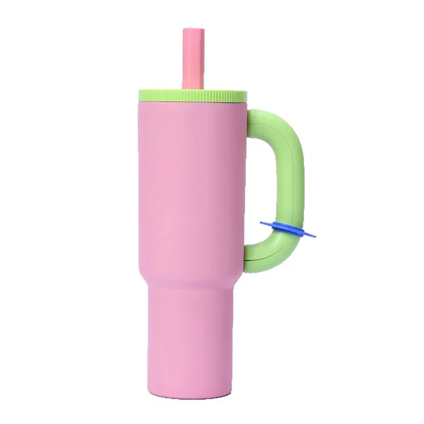 Tumblers de viaje aislados aislados de acero inoxidable de 40oz con manija y paja