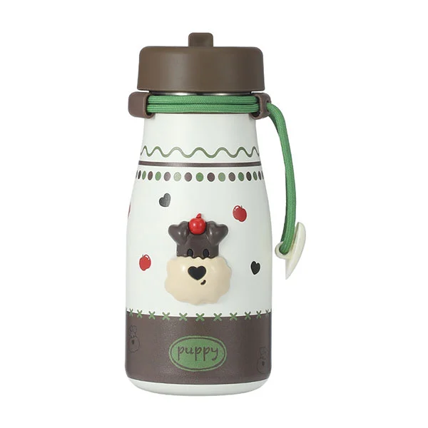 Botella de leche de acero inoxidable con pajita